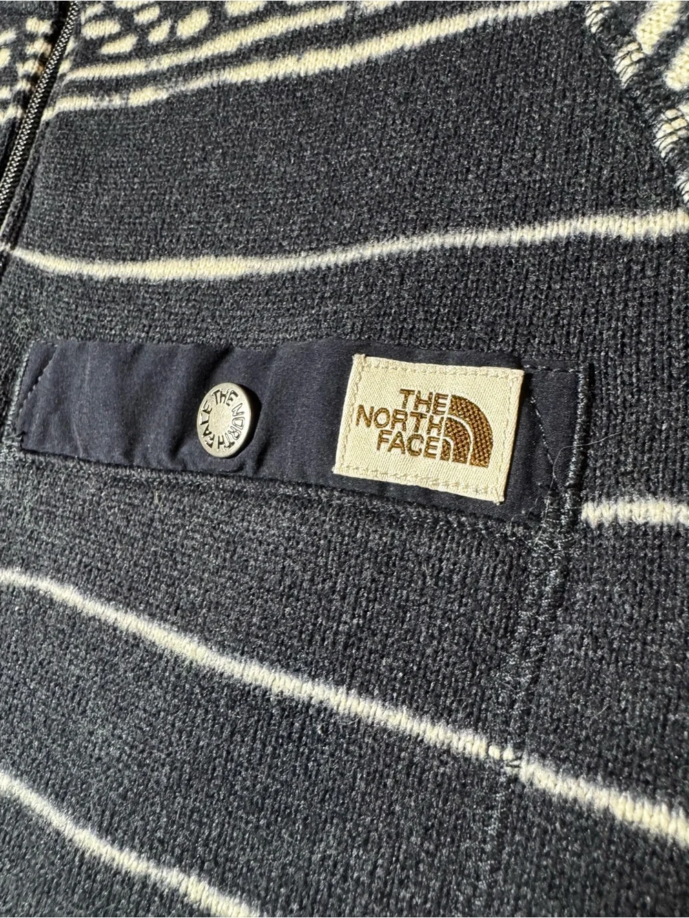 The North Face Men's Aztec Black Fleece Half-Zip with White Stripe Size M